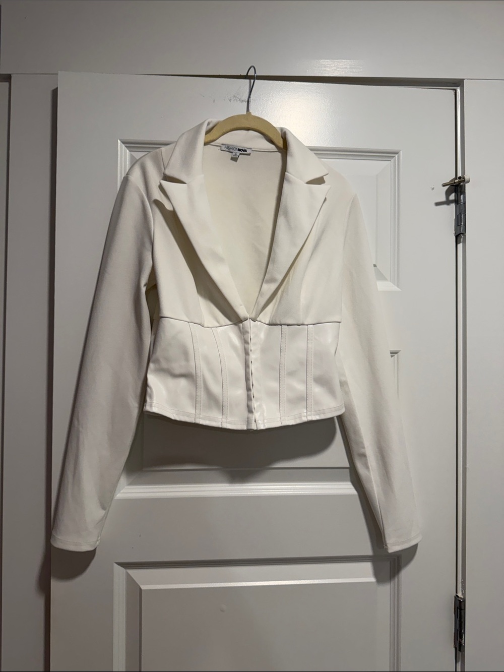 Fashion Nova Cream Cropped Corset Blazer